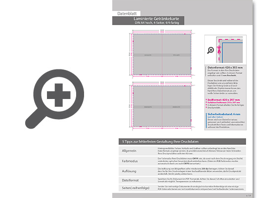 Product Bild laminierte_getr__nkekarten__gefalzt_auf_din_a4__4-seiter_(einbruchfalz)__beidseitig_bedruckt